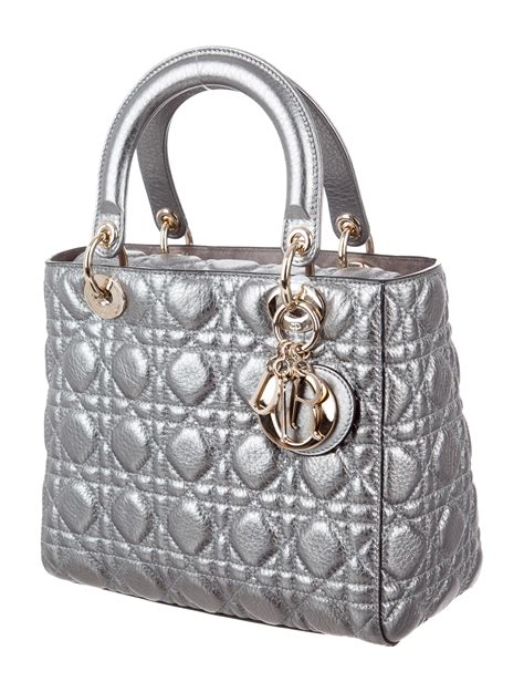 dior silver metallic bag|christian Dior lady large bag.